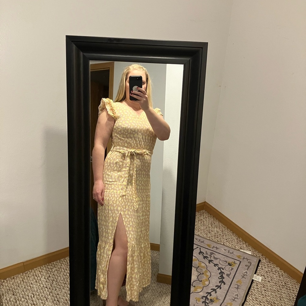 Elegant Tan Floral Dress